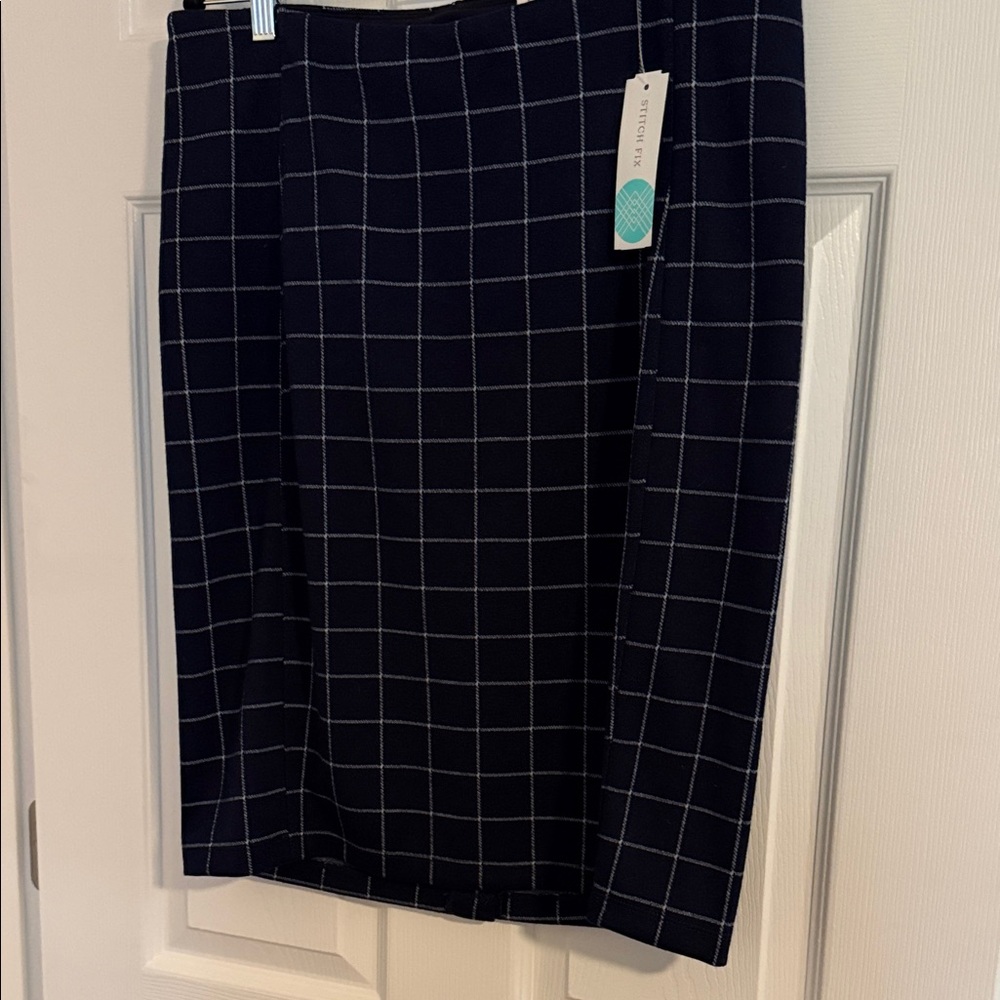 Navy Checkered Skirt